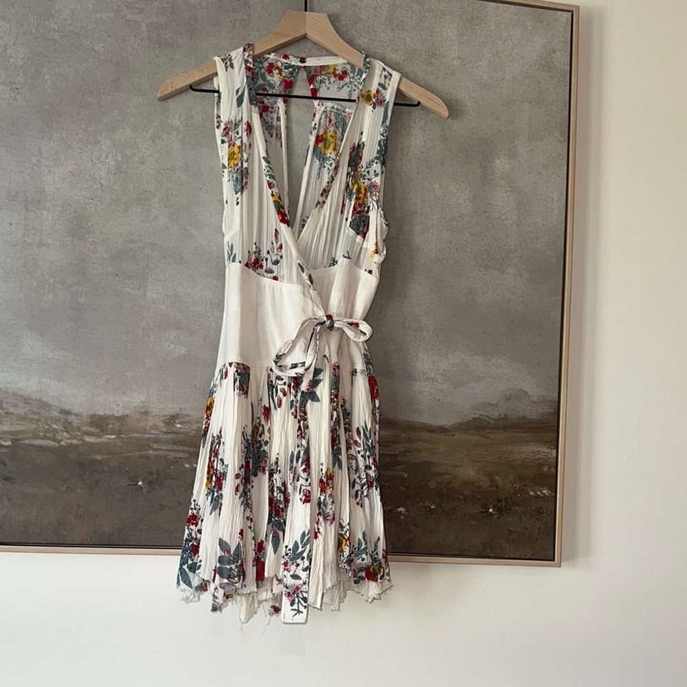 Free People White Cream Plunge Sundress Mini